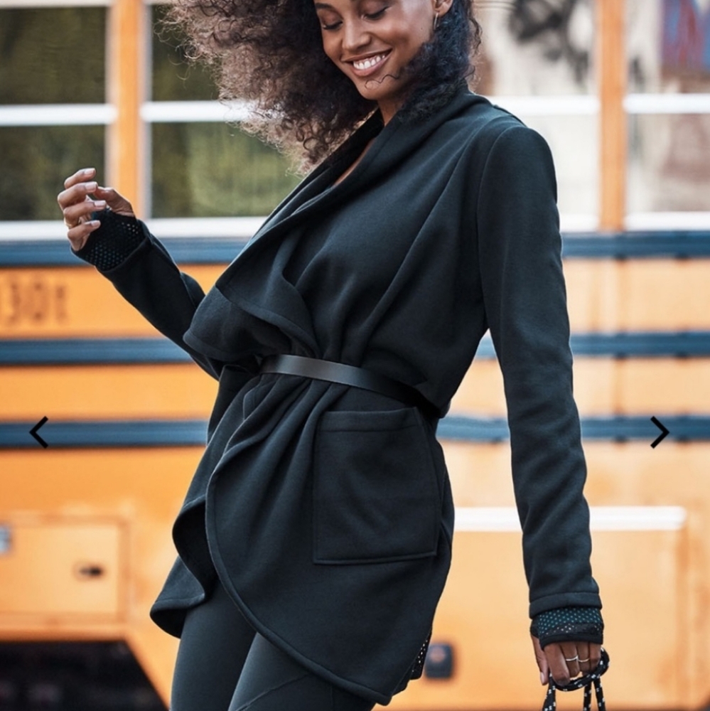 Fabletics Eugenia Wrap Mesh Cardigan - Black